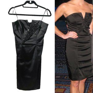 Badgley Mischka Black Tuxedo Style Cocktail Dress